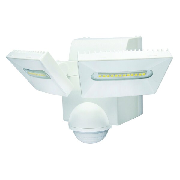 LB1880WH 800 Lumen Battery Operated LED Motion Security Flood Light Wall Eave Mount WH